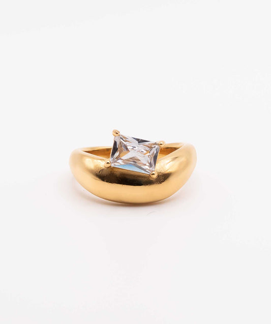 Gold Ring with Clear Gemstone