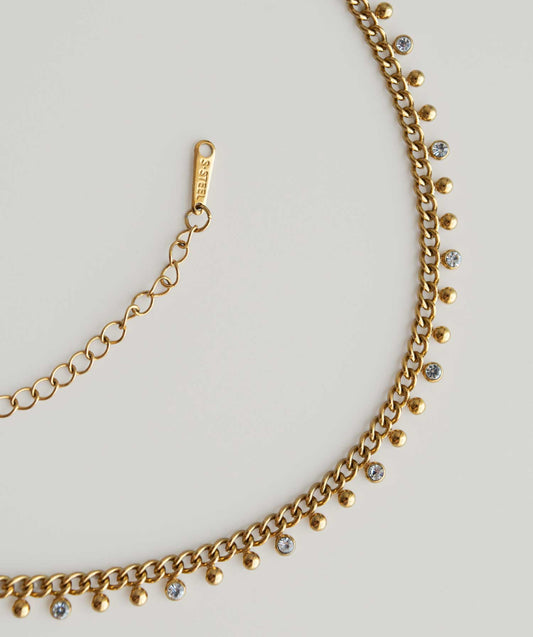 Gold Chain Necklace with Dainty Bead Accents